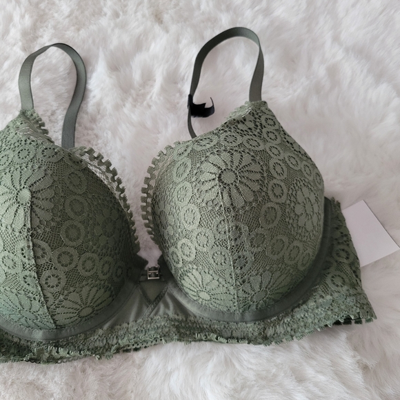 🌷AERIE REAL POWER PLUNGE PUSH UP JOY LACE BRA SIZE 34D - Picture 4 of 6